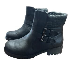 GC Shoes Valli Sweater Knit Cuff Booties Contemporary Biker Buckle NEW  Size 7.5